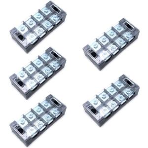 Sscon 600V 45A 4 Position Dual Row Wire Barrier Block Terminal Strip TB-4504 Pack of 5