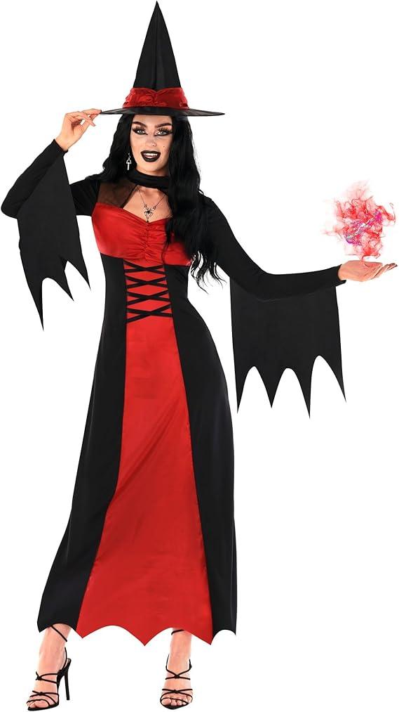 Morph Witch Costume Women, Wicked Costumes For Women, Halloween Costumes For Womens Adult (Large, Red)