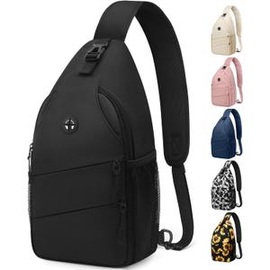 Pritent Crossbody Bags for Women Men Trendy Sling Bag Backpack Casual Chest Bag with Convertible Shoulder Strap (Medium, Black)