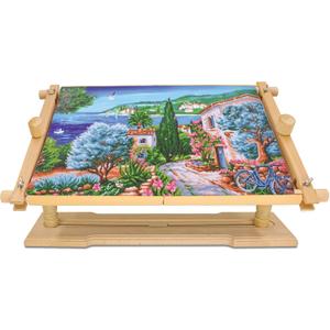 Rotated Table Embroidery Frame Stand - Adjustable Cross Stitch Scroll Frame, Beech Wood Quilting Frame Needlepoint Holder Stretch Bar for Stitching Sewing Craft