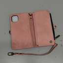 Defencase Compatible with iPhone 11 Case Wallet with RFID Blocking Card Holder for Women and Men, Fashion PU Leather Magnetic Snap Flip Zipper Strap Wallet Phone Case Fit for iPhone 11 6.1", Rose Pink