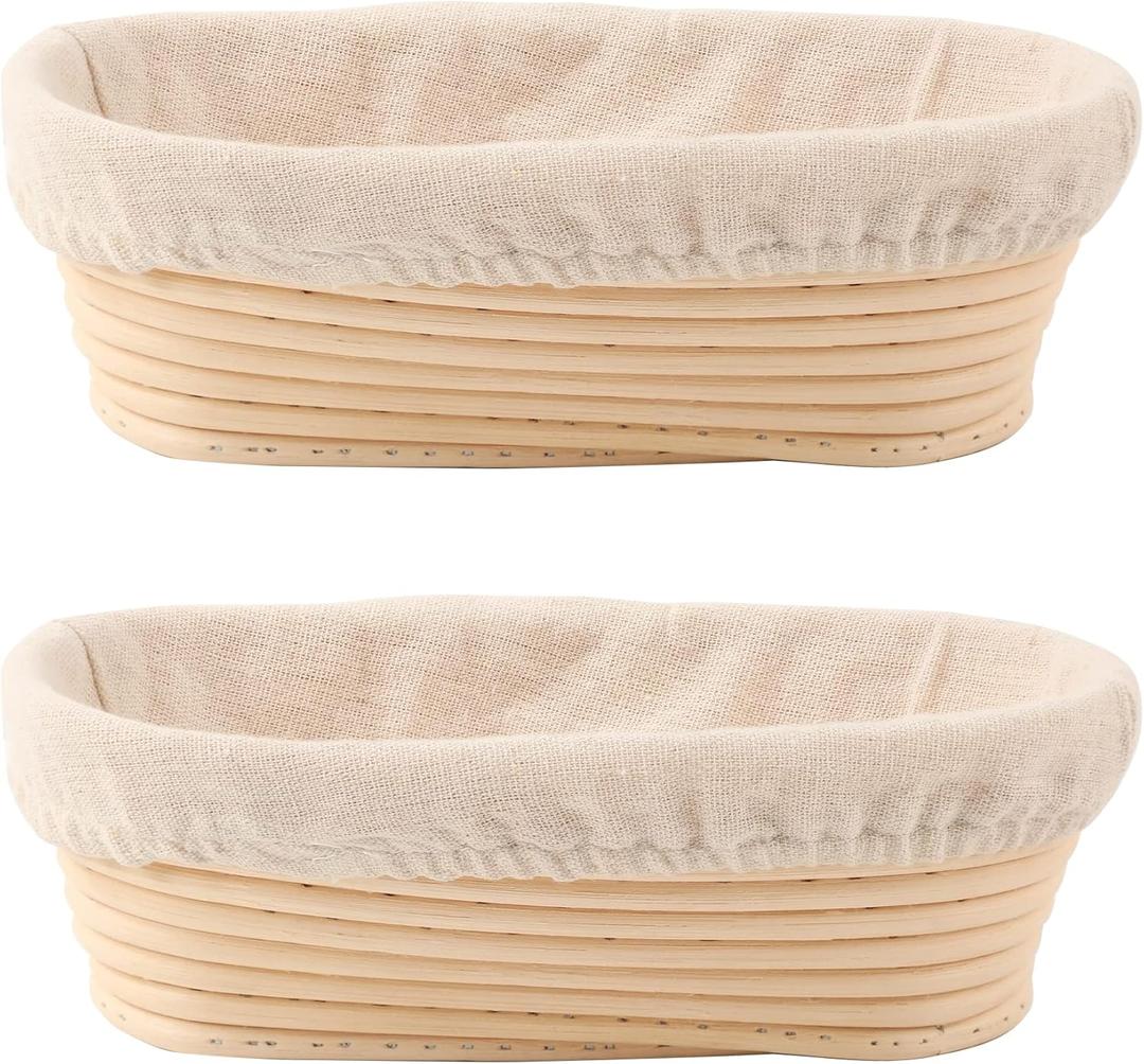 Bread Proofing Baskets 10 inch Oval Shaped Dough Proofing Bowls w/Liners Perfect for Professional & Home Sourdough Bread Baking