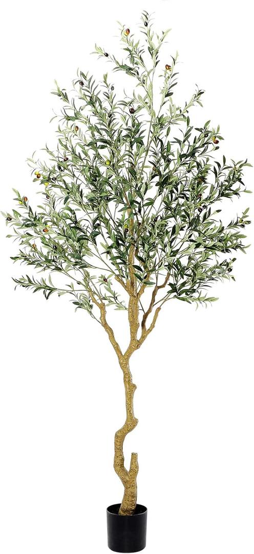 Tall Faux Olive Tree8ft96in Realistic Potted Silk Artificial Olive Tree Fake Olive Trees Indoor with Green Leaves and Big Fruits for Home Office Living Room Stairs Patio Decor. (8ft)