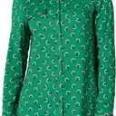 Amazon Essentials Women's Georgette Long Sleeve Relaxed-Fit Pockets Shirt (Green White Floral, XS)