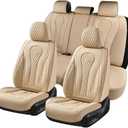 Coverado Automotive Seat Covers, Car Seat Covers Full Set, Beige Car Seat Cover, Car Seat Cushion Waterproof, Front Seats Back Seat Covers, Car Seat Protector Universal Fit Most Cars