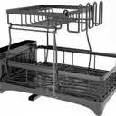 Dish Racks for Kitchen Counter, Stainless Steel Kitchen Dish Drying Rack with Drainboard, Detachable Dish Drainers with Utensil Holders (Not Shipped on Weekends)