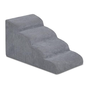 Dog Steps for Bed, 4-Steps Dog Ramp for Bed, Pet Stairs with Highly Supportive Foam and Non-Slip Bottom, Dog Stairs for Large Dogs and Medium Dogs (High 19.7 Inch), Grey