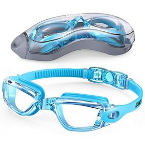 Aegend Swim Goggles, Flexible, Detachable Swimming Goggles No Leaking Full Protection Adult Men Women Youth, Sky Blue