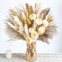 Boho Decor Bouquet - Artificial Flowers and Pampas Grass Decor kit,Mix Dried Flower Arrangement Bunny Tail Home Table Rustic Farmhouse Bedroom Decor (White&beige)