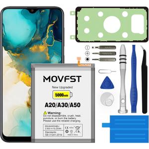 Replacement Battery for Samsung Galaxy A20 A30 A50,5000mAh High Capacity Battery Fit for Model A505F /A30 SM-A305 /A20 A205FN A202F /A30s SM-A307 with Repair Tool Kits,EB-BA505ABU