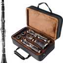 EASTROCK Bb Clarinet 17 Keys ABS Material Wide Range of Tones Particularly Beginner & Students-friendly with Using Tools and 2 Replaceable Barrels (black)