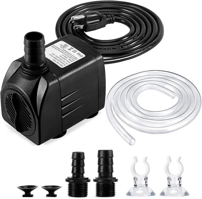 CWKJ Fountain Pump, 400GPH Submersible , Durable 25W Outdoor Water Pump with 6.5ft Power Cord, 3 Nozzles for Aquarium, Pond, Fish Tank, Water Pump Hydroponics, Backyard Fountain