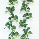 mizii 2 Strands Artificial Scindaps Vines Garland 73" Fake Vine with Silk Green Leaves Faux Hanging Plants Greenery Decoration for Bedroom Wall Party Wedding Apartment Room Decor (Scindapsus)