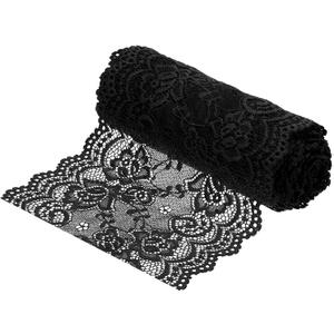 MECCANIXITY 6 Inch Wide 5 Yard Lace Ribbon Floral Pattern Black Lace Trim Ribbon for Sewing Making, and DIY Crafts, Gift Wrapping, Bouquets, Wedding Decor