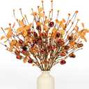 12 PCs Artifical Fall Stems 17 Inches Faux Autumn Branches Fall Floral Picks with Berry Acorn for Vase Table Centerpieces Window Living Room Indoor Decor