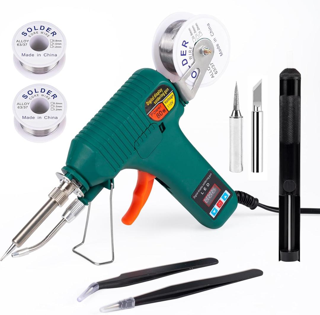 Soldering Gun Kit - Soldering Iron Kit with Adjustable Temp 180-520C,ON/OFF Button,80W LED Digital Internal Heat Soldering Gun,Auto Send Tin Soldering Kit for Electronics Welding Repair DIY