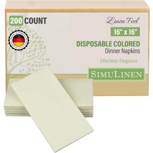 SimuLinen Champagne Linen Feel Disposable Dinner Napkins - Cloth-Like Kosher Napkins for Celebrations, Weddings, and Showers, 16"x16", Box of 50