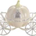 Hand Painted Enameled Cinderella Pumpkin Carriage Decorative Hinged Jewelry Trinket Box Unique Gift for Family,Jewelry Chests