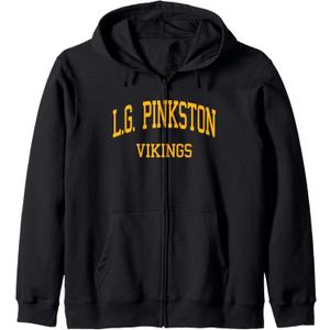 L.G. Pinkston High School HS Dallas TX Retro Sports Zip Hoodie, Medium 