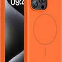 Miracase Magnetic for iPhone 15 Pro Max Case, [Soft Anti-Scratch Microfiber Lining], Compatible with MagSafe, Liquid Silicone Case Shockproof Drop Protection Phone Case for 15 ProMax, Orange