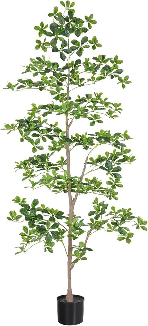 7ft Artificial Black Olive Tree, Faux Plants Indoor, Fake Black Olive Trees for Home Decor, Large Tall Tree - Indoor Decorative Plant & Potted Tree, 7 ft Faux Olive Tree for Home Office Decor (Green)