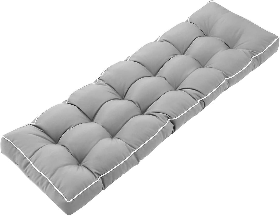 3 Seat 57 Inches Outdoor Porch Swing Cushions,Water-Resistant Tufted Patio Swing Replacement Cushions (Grey)