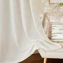 NICETOWN Linen Curtains 48 inches Long, Rod Pocket & Back Tab Flax Linen Weave Window Treatments Privacy with Light Filtering for Bedroom/Farmhouse, Natural, W42 x L48, 2 Panels