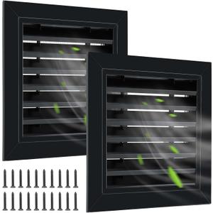 Gisafai 2 Pcs 10" x 10" Gable Vent Aluminum Alloy Wall Vents Shed Attic Vent with Screen Return Air Grill with Screws, for Ventilation Exterior Doors Wall House (Black)
