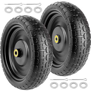 13" Flat Free Wheels with 5/8" Bearings,2.17" Offset Hub - 13-Inch Gorilla Cart Tires,4.00-6 Solid Tires and Wheels Replacement for GOR Garden Carts,Hand Truck Wheel,Yard Trailer - 2 pcs | By Vypart