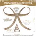 Large Metal Bow Christmas Tree Topper,9.4 Inch Glitter Champagne Gold Tree Topper,Champagne Gold Bow Christmas Tree Decorations for Xmas Home Decor Holiday Party Indoor Outdoor Shop Office