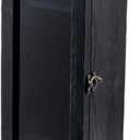 MyGift Vintage Black Solid Wood Single Wine Bottle Gift Box, Decorative Wine Collector Storage Case with Translucent Acrylic Window and Metal Latch Closure, 14 W x 5 D x 5 H (in inches)