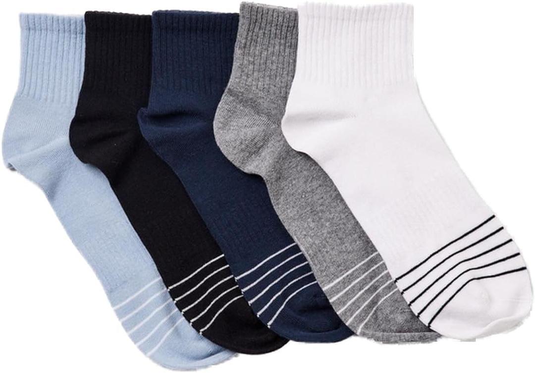 bony&katia Men's Ankle Socks with Striped Design, 5 Pairs, Assorted Colors (6-9, Multicolor)