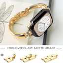 Gold Stainless Steel Band Compatible Apple Watch Slim Starlight Bracelet Women 38mm 40mm 41mm 42mm Jullstar Dressy Bling Silver Leopard Thin Metal Bangle for iphone Watch Wristband Series Ultra 11 10 