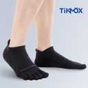 Coolmax Five Toe Running Socks for Men Women, Athletic Toe Socks with Arch Support for Running Walking Hiking (Black, L)