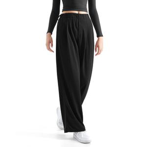 SUUKSESS Women Wide Leg Pants Elastic High Waisted Work Pants Flowy Palazzo Trouser Pants (Dark Green, XS) (Green, XS)