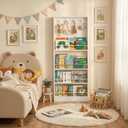 Behind The Door Bookshelf Kids Wooden Behind Door Bookcase 4-Tier White, 23.6''Lx3.94''Dx60.83''H