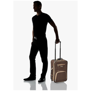 Rockland Fashion Softside Upright Luggage Set, Expandable, Lightweight, Telescopic Handle, Wheel, Brown, (14/19)