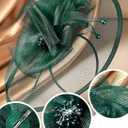 Zinniday Feather Tea Party Fascinator - 2026 Derby Hat with Hairpin, 1920s 50s Hats for Women, 11.81 “x9.84” (Green)