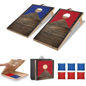 Portable Cornhole Board Set with Bean Bags 2 ft x 1 ft or 10.16 * 5.04 Inch Foldable Corn Hole Games for Adults and Kids Indoor or Outdoor Corn Hole Toss Games Backyard Tarvel (2*1ft, Dark Wood)