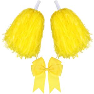 Hotop 3 Pcs 10 in Cheerleading Pom Poms and Large Cheerleader Hair Bow Cheer Pompoms Cheerleading Accessories for Sport Events Dance Party Basketball Football Team