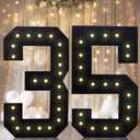 4FT Marquee Light Up Numbers, Black Giant Marquee Number Big Mosaic Number for 35th Birthday Party Decorations Backdrop 35 Anniversary Decor, Pre-Cut Frame Large Number 35