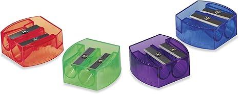 Officemate Achieva Twin Pencil and Crayon Sharpener, Box of 12, Assorted Translucent Colors (30230) 2pcs