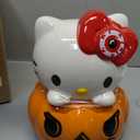 Silver Buffalo Sanrio Hello Kitty Halloween Pumpkin Jack O'Lantern 3D Sculpted Ceramic Cookie Snack Candy Jar (Medium)