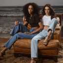 Womens Jeans High Waisted Straight Leg Stretchy Jeans Trendy Wide Leg Casual Fit Denim Pants (Blue)