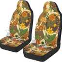 Boho Car Seat Covers Cute - 2PCS Waterproof Front Seat Covers with Car Drying Towel, Airbag Compatible, Universal Fit for Most Vehicle Car Seat Protector for Women SUV Sedans Truck