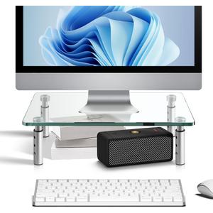 KKTONER GLASS Monitor Stand with Height Adjustable for Home Office 2 Pack Computer Monitor Riser PC Screen Riser for Desk Organzier Laptop KKTONER GLASS Monitor Stand with Height Adjustable for Home Office 2 Pack Computer Monitor Riser PC Screen Riser for Desk Organzier Laptop
