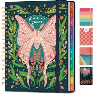 Planner 2026-2027 Monthly and Weekly Academic Planner July 2026 - June 2027, Hardcover Calendar 2026-2027 Agenda Daily Planner for Student Teacher School Office Supplies, 7.4" x 10.2", Pink Butterfly