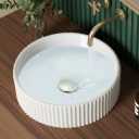 KES Bathroom Vessel Sink, 16 Inch Small Vessel Sink for Bathroom, Round Bowl Sink White Above Counter, RV Sink, Countertop Modern Sinks for Cabinet Lavatory Vanity Porcelain Ceramic, BVSC129
