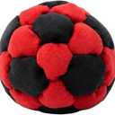 Soccer Hackys Footbag SacksSoft Plush Footbags for Adults,Durable Fleece Juggling Balls,for Foot Coordination Training, Stress Relief,Outdoor Play, Party Favors, Red Black