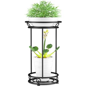 Plant Stand Indoor Outdoor - Metal Planter Holder Shelf Tall Tiered Flower Pot Display Organizer Rack for Garden, Patio, Living Room, Bathroom, Office (Black)